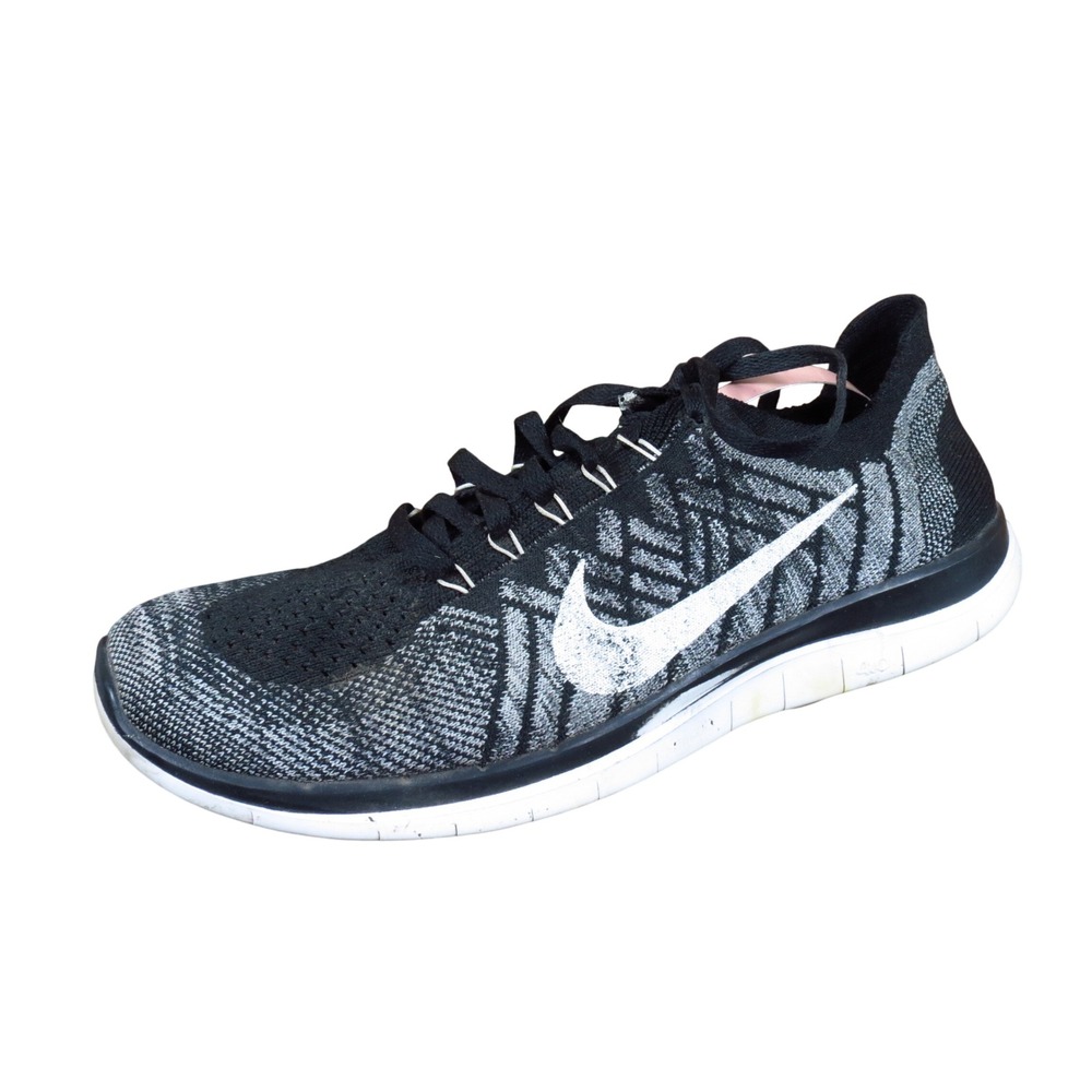 Nike Free 4.0 Flyknit Women Running Shoe Size 9 Athletic Training Black White